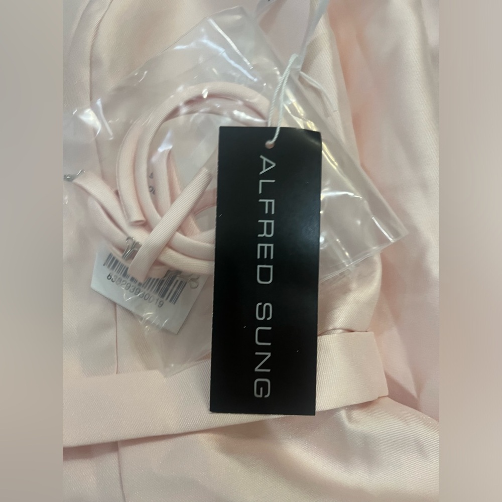 Alfred Sung NWT Strapless Satin High Low Dress with Pockets in Blush - Picture 6 of 9